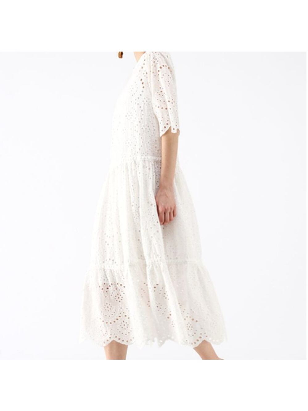 Two TwinStyle WHITE EYELET Summer maxi dress size S/M